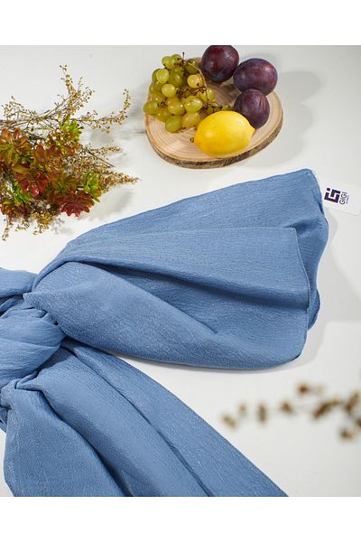 Scarf Şal din bumbac din scoarţă de jacquard - albastru denim -