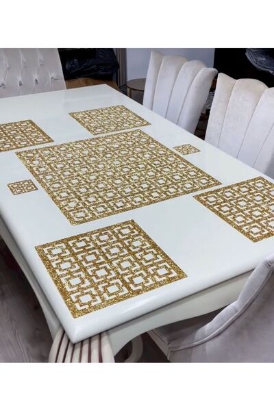 SEHARA Sehpa Örtü Seti/1ad.(60X60CM) Kare Orta Sehpa Runneri,4 Ad.(33X33CM) Zigon Örtüsü/toplam 5 Parça/