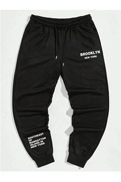 Machetta Unisex Büyük Beden Brooklyn Baskılı Eşofman Altı Jogger