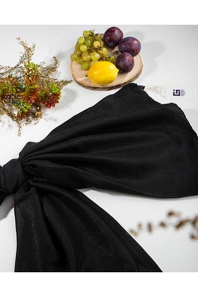 Scarf Jacquard Tree Bark Cotton Shawl - Black -