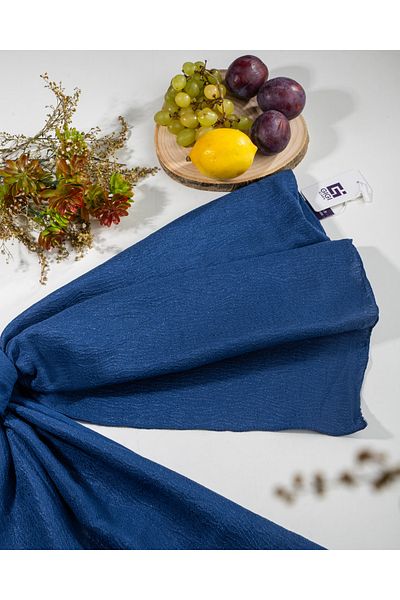Scarf Σάλι Jacquard Tree Bark Cotton - Saks Blue -