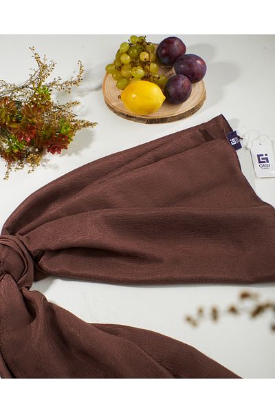 Scarf Jacquard Tree Bark Cotton Shawl - Brown -