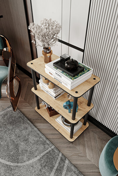 messer Dekoratif MASİVO KİTAPLIK 3 Katlı 30x60 Dikdörtgen Çok Amaçlı Raf SAFİR MEŞE