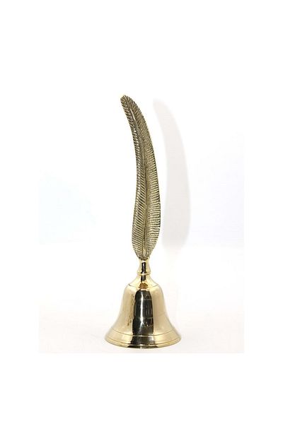 hediyeconcepti All Brass Leaf Designed Hand Embroidered Hand Bell