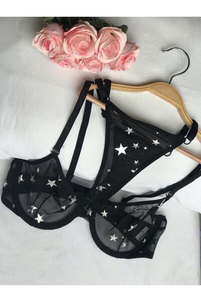 Masal Lingerie SUTIEN DE COSTUME NEGRU FĂRĂ CAPSULĂ, CU MODEL STEA