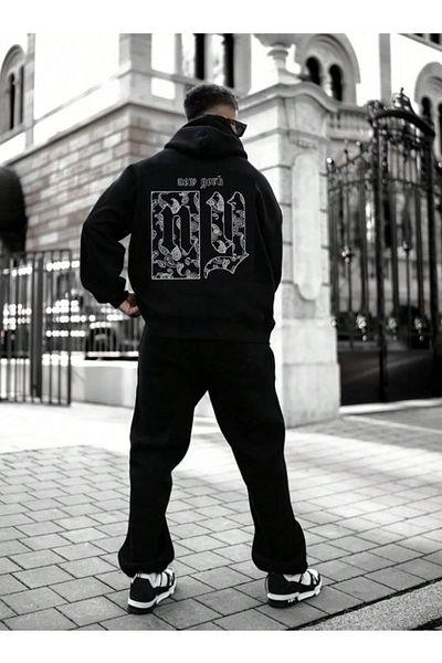 Keywest Унисекс суитчър с качулка и щампа New York Oversize