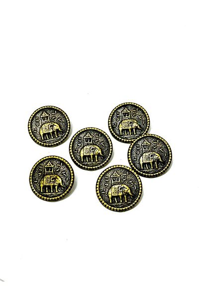 ODDA TASARIM ATÖLYESİ antique yellow elephant pattern metal button