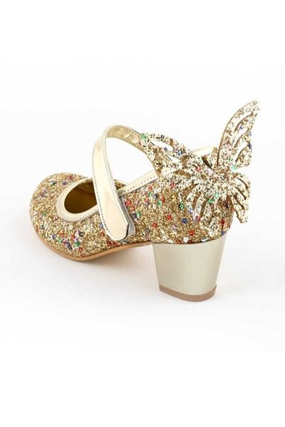 PATİK BEBE Girl's Gold Heeled Butterfly Shoes