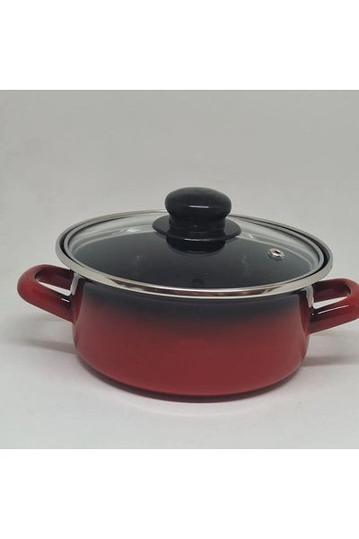 Avşar My enamel house 18 cm 1.3 liter red enamel pot