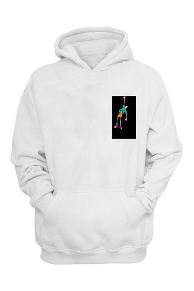 THEWERT Unisex Swinging Man Printed White Regular Fit Raised Thick Sweatshirt