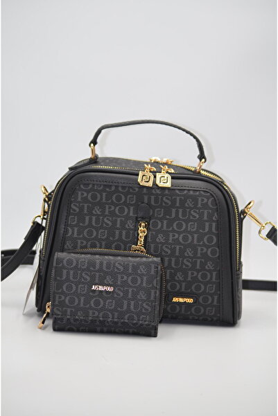 KunduraHane Cüzdanlı Just Polo Tutma Kollu Yazılı Desenli Kadın El Omuz Ve Çapraz Çanta