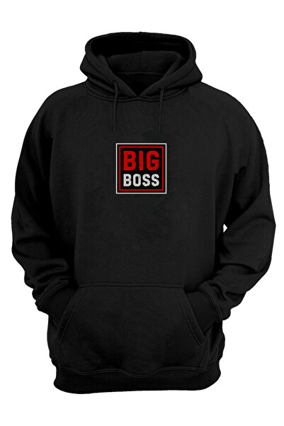 THEWERT Unisex Big Boss εμπριμέ μαύρο φούτερ με κανονική εφαρμογή