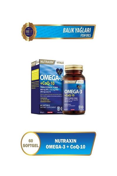 Nutraxin Food Supplement 60 Softgel with Omega-3 and Co-Q10