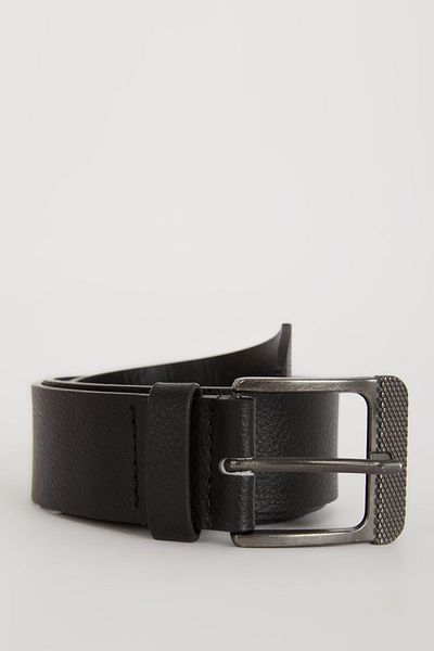 DeFacto Men's Rectangular Buckle Faux Leather Jean Belt B4411axns