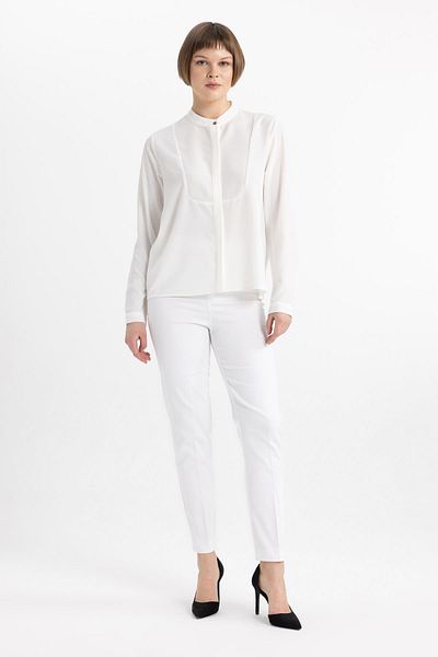 DeFacto Regular Fit Magnificent Collar Crepe Long Sleeve Blouse C1137ax24sp