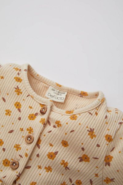 DeFacto Baby Girl Patterned Long Sleeve Ribbed Camisole Dress C2641a524sp
