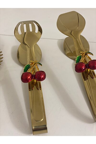 Elzem Decorative Appearance 3-Piece Serving Tongs Set Gold Plated Accessory Serving Set Lux