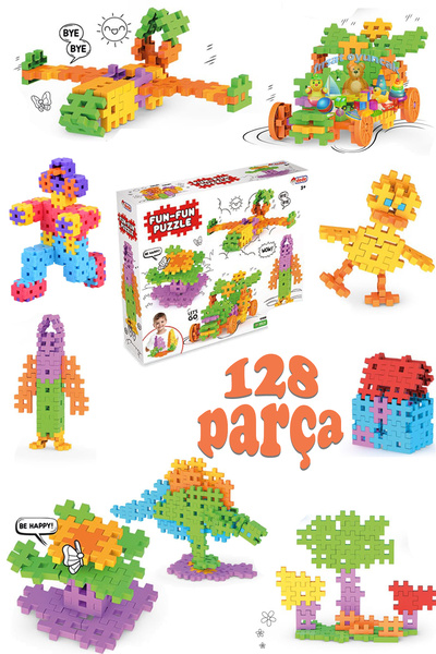Fırsat Oyuncak Puzzle Fun Fun Puzzle 128 Parça 3d Yapı Ve Tasarım Blokları