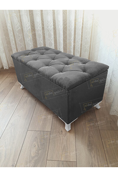 aldagelsin Lüks Sandıklı Kapitoneli Ayakucu Puf Bench 90 cm Beyaz Ayak