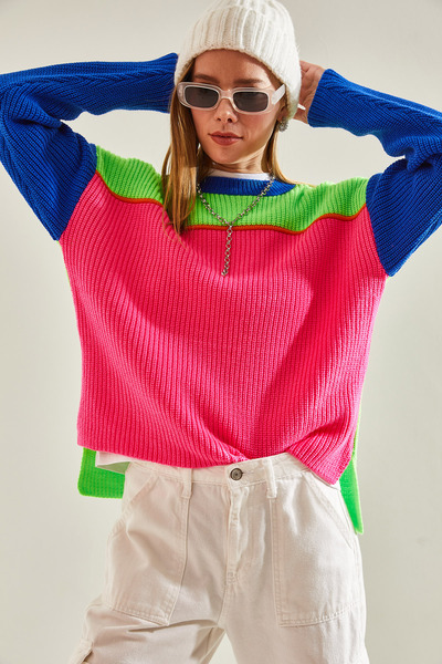 Bianco Lucci Women's Thessaloniki Knitted Crew Neck Knitwear Sweater