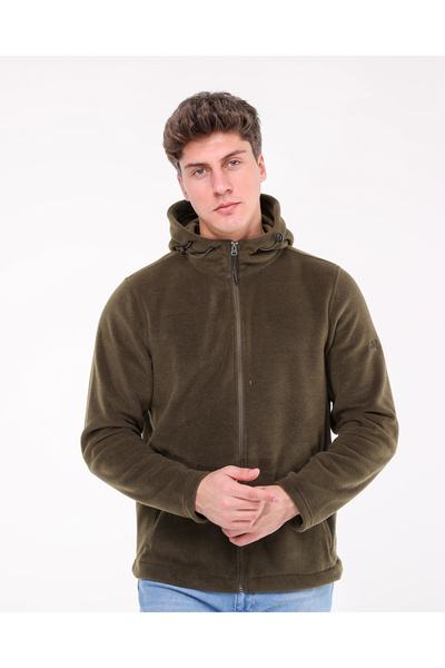 RED RACE Haki Kapşonlu Fermuarlı Polar Sweatshirt