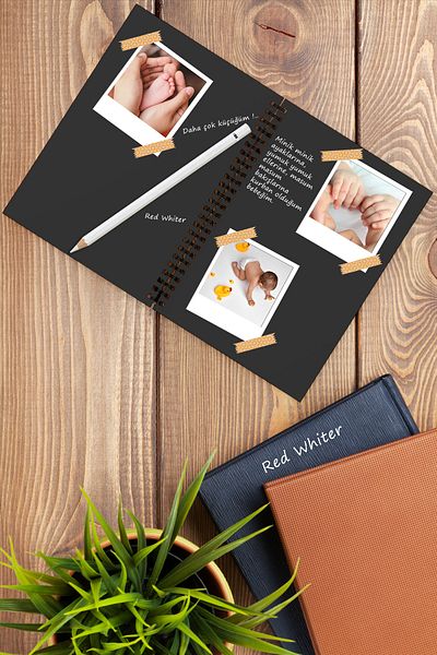 Red Whiter Black Leaf A5 Photo Album Thick Leaf Memory Book with White Pen