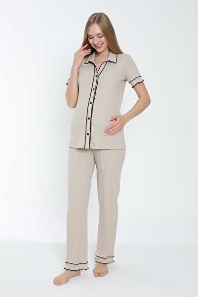 Miss Dünya Lissa Set de pijamale de maternitate și de maternitate, cu nasturi...