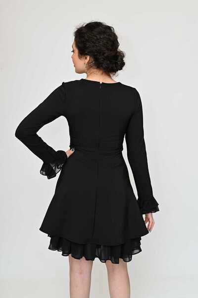 DEFİLE LUX Şifon Detaylı Fırfırlı Elbise - Vesna Serisi