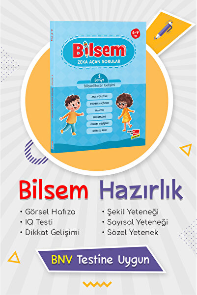 Dikkat Atölyesi Yayınları Çek Kopar Bilsem Bilsem Sınavı Hazırlık Zeka Açan Sorular 1. Seviye Bilişsel Beceri Gelişimi