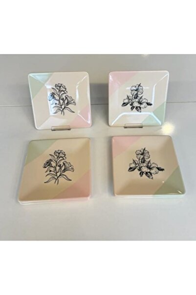 Keramika KERAMİKA PASTA TABAĞI 20 CM 6 ADET PASTEL RENKLER