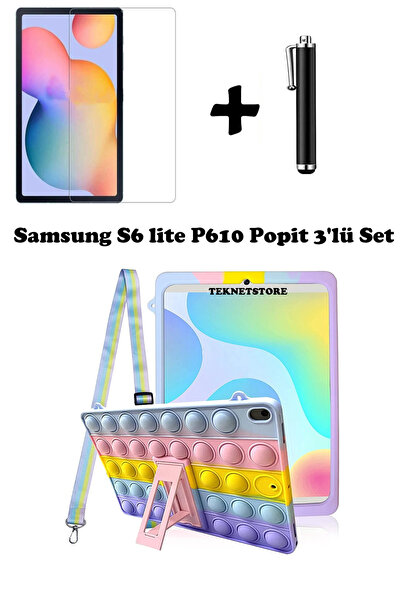 TEKNETSTORE Samsung Galaxy Tab S6 Lite P610 10.4" Uyumlu Kedi Kılıf Askılı St...
