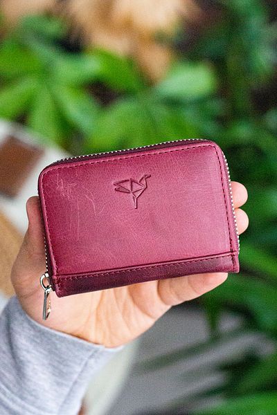 Garbalia Sydney Genuine Leather Coin Compartment Zippered Unisex Crazy Burgundy Wallet
