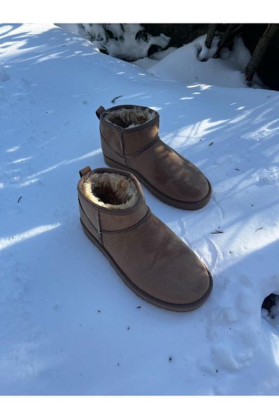 TRODONS Ultra Mini Suede Half Boots Flat Sole Γούνινα Γυναικεία Boat Παπούτσια