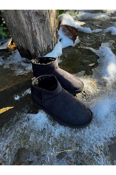 TRODONS Ultra Mini Suede Ankle Boots Flat Sole Women's Boots with Fur Inside