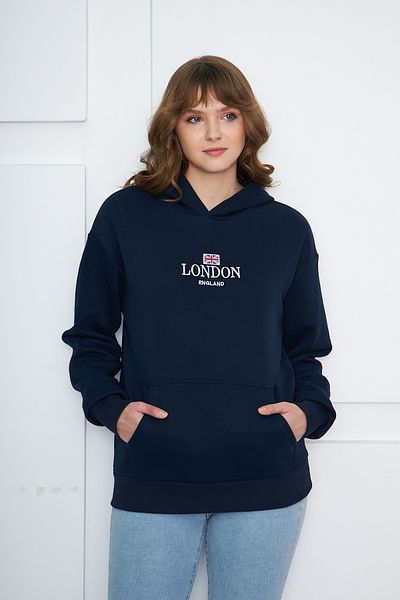NEWLAKER Унисекс суичър с бродирана качулка Oversize LONDON