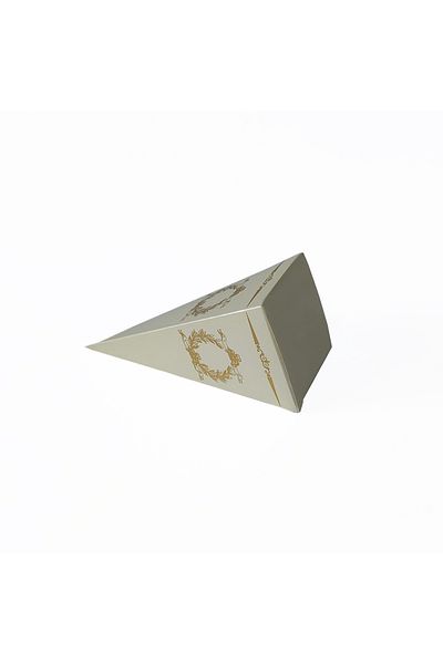 E Elmas Gilded Pattern Printed Mevlüt Candy Cone (25 pieces) Cream - Gold Gilded