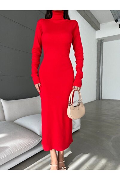 olinda butik Sırt Detaylı Triko Elbise