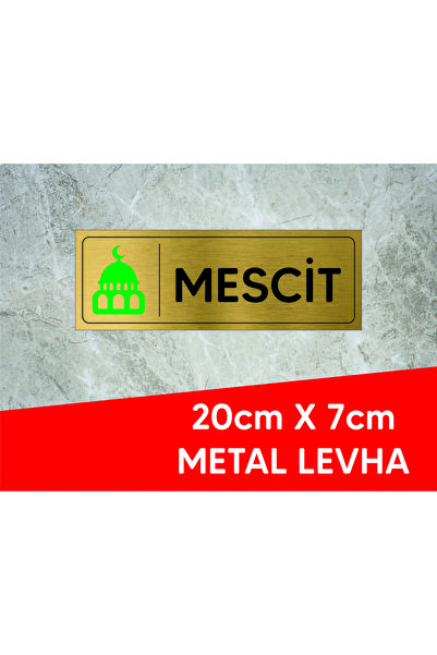 ALFA REKLAM AJANSI Gold Metal Sheet with Mesci̇t Writing and Logo 20 X 7 cm