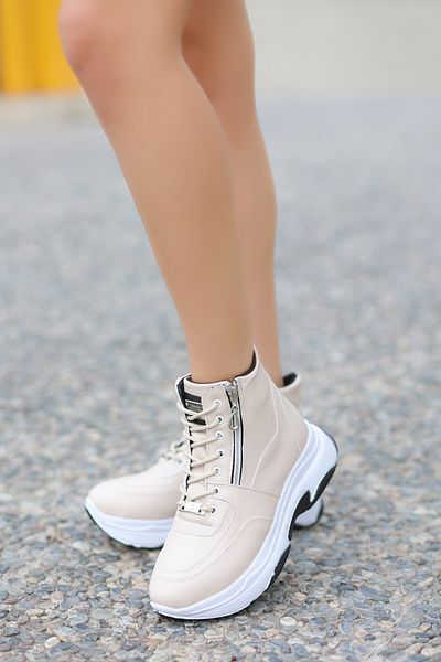 Madam Tarz Fred Thick Sole Zipper Λεπτομερείς καθημερινές γυναικείες μπότες