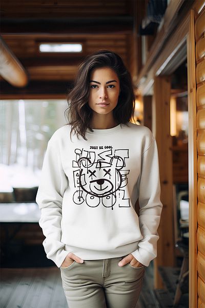 ADABEBEK Γυναικείο φούτερ με λαιμόκοψη Just Be Cool Black Bear