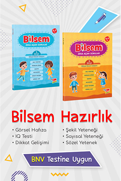 Dikkat Atölyesi Yayınları Çek Kopar Bilsem Sınavı Hazırlık Zeka Açan Sorular 2'li Setle Bilişsel Beceri Gelişimi
