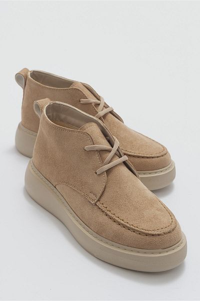 LuviShoes Cizme de damă Valve bej închis din piele întoarsă