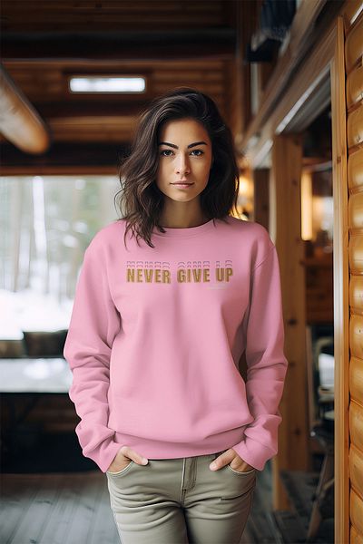 ADABEBEK Γυναικείο φούτερ με λαιμόκοψη με στάμπα Never Give Style