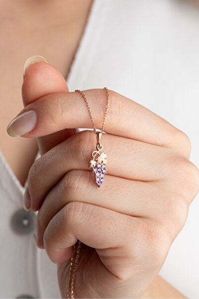 Silvano Jewelry 925 Ayar Gümüş Rose Üzüm Kolye