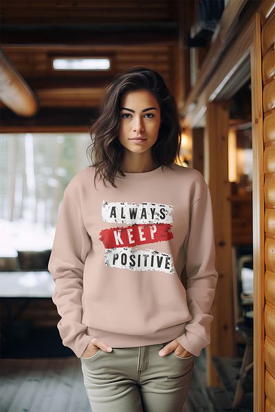 ADABEBEK Γυναικεία φούτερ με λαιμόκοψη Always Keep Positive Style