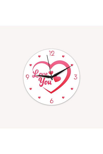 CajuArt Valentine's Day Wooden Wall Clock with Love You Written in Heart