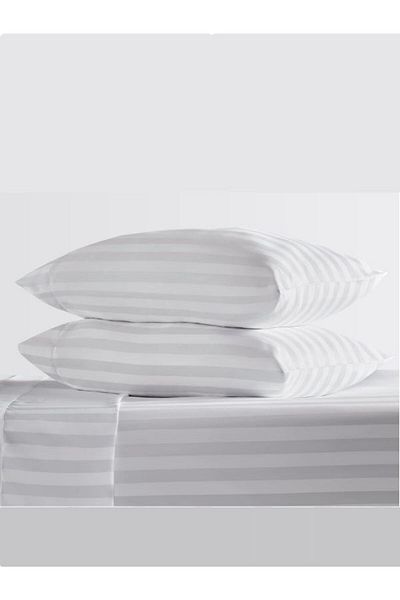 VESSİNOHOME 4 τμχ Μαξιλαροθήκη Cotton Satin Hotel Pillow Case Line 93 Wire White Satin Lux Hotel 50x70