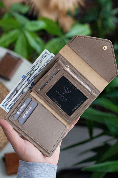 Garbalia Portofel de damă din piele vegană Columbia Mini Mink cu compartiment pentru monede și o mulțime de suporturi pentru carduri