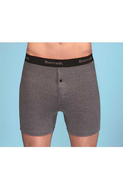 Berrak Men's Elestan Lycra Buttoned Long Boxers 2 Pieces
