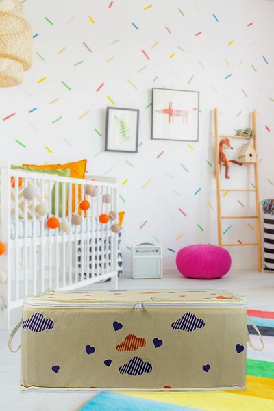 ADARYA HOME Τύπος βάσης καναπέ-κρεβάτι 8 τεμαχίων Μαξιλάρι Αποθήκευση Ρούχων - Μοτίβο σύννεφο κάτω από το κρεβάτι (ΚΡΕΜΑ)
